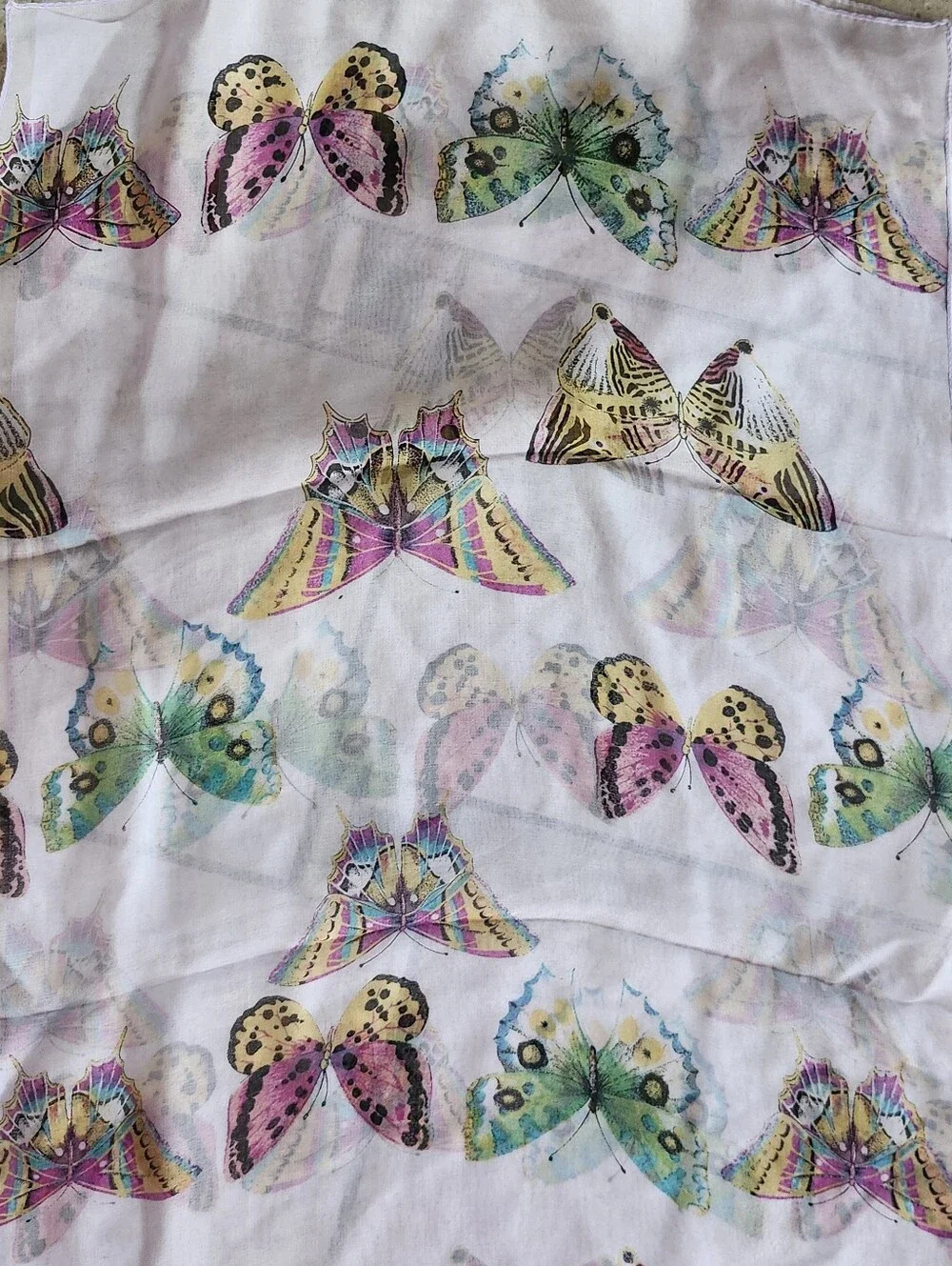 Light Purple Butterfly Print Silk Scarf 14x59